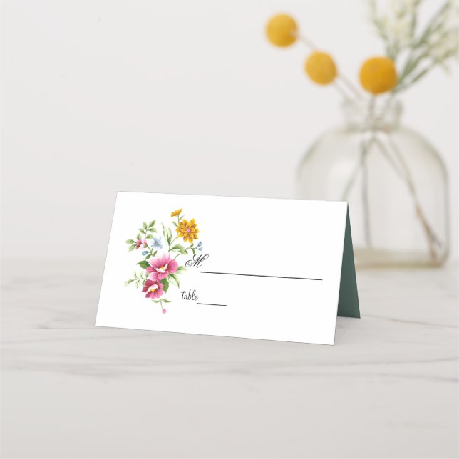 Snygg Vår blommor Bröllop Placeringskort (Framsida)