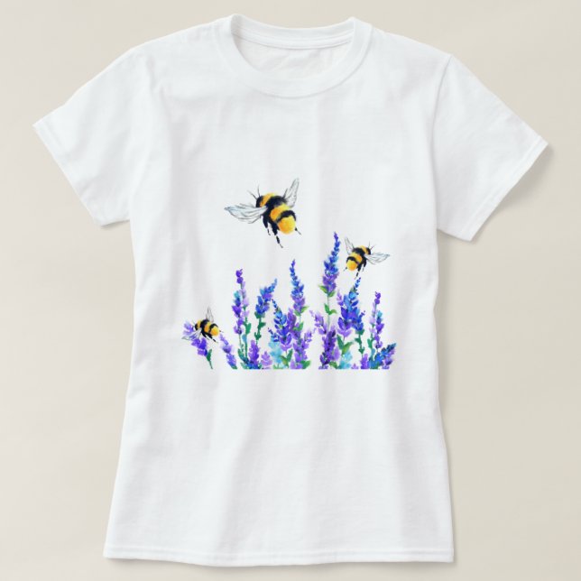 Snygg Vår blommor och Bees T-Shirt (Design framsida)