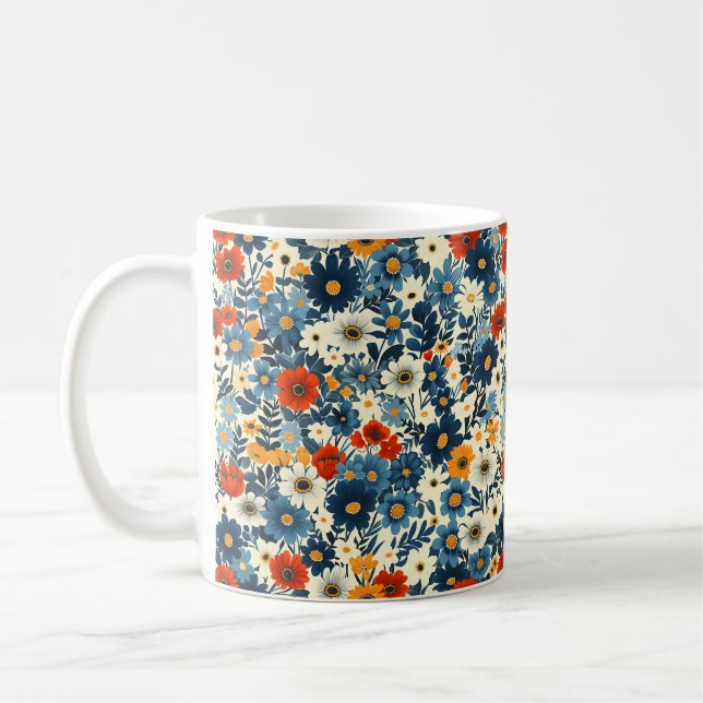 Snygg Vår Colorful Girly Wildblommor Kaffemugg (Vänster)