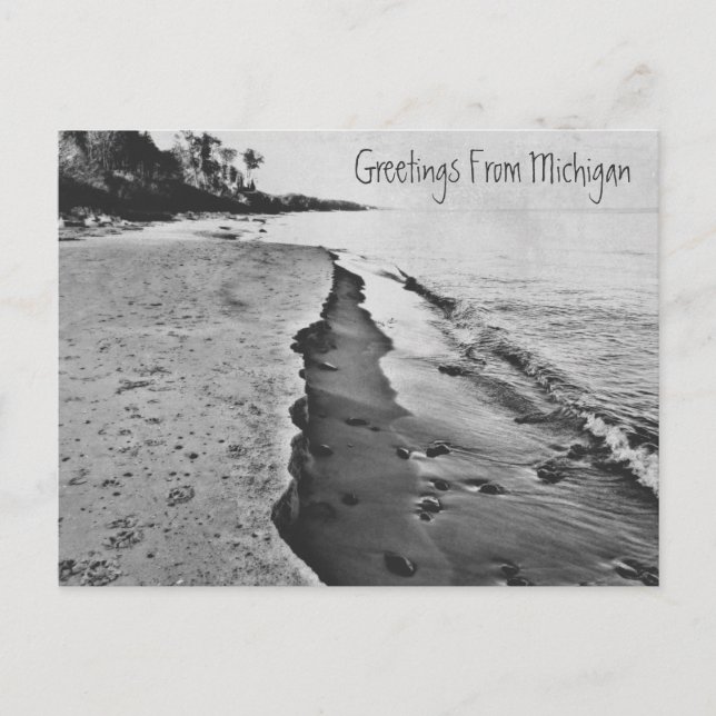 Snygg Vår Sjö Michigan Shoreline Beach Vykort (Framsida)
