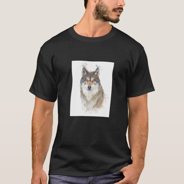 Snygg Varg Porträtt Wildlife T Shirt (Framsida)