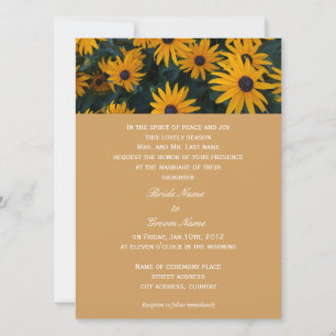 Snygg, varm inbjudan till gult daisy blommor bröll