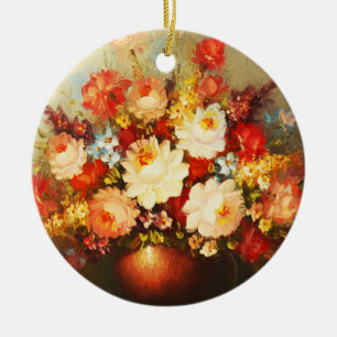 Snygg vas av blomkonst julgransprydnad keramik