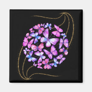 Snygg vattenfärg Butterflies med Guld Bling Magnet