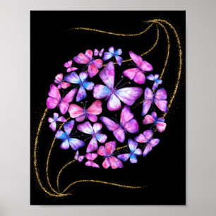 Snygg vattenfärg Butterflies med Guld Bling Poster