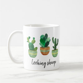 Snygg Vattenfärg Grön Kaktus Botanisk Kaffemugg