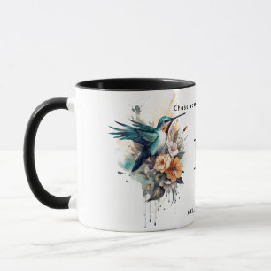 Snygg vattenfärg Hummingbird Monogram Namn Mugg