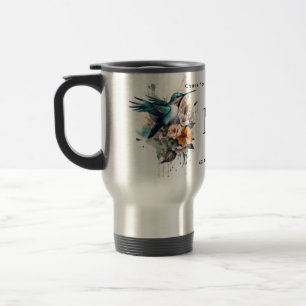 Snygg vattenfärg Hummingbird Monogram Namn Resemugg