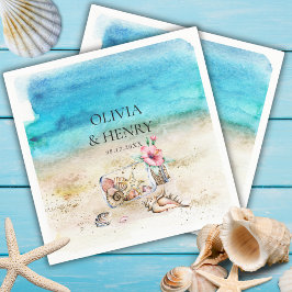 Snygg vattenfärg Starfish Beach Wedding Pappersservett