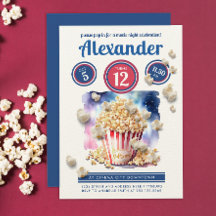 Snygg Vattenfärg till Biokvälls Fest med Popcorn