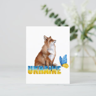 Snygg vattenfärg Ukraina Fox och Butterfly Vykort