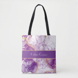 Snygg vattenfärgsbakgrund Lila, gyllene folier Tygkasse