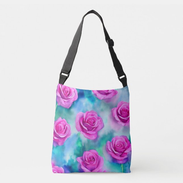 Snygg vattenfärgssamling Modern Rosa ros Collectio Axelväska (Framsida)