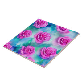 Snygg vattenfärgssamling Modern Rosa ros Collectio Kakelplatta