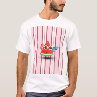 Snygg Vattenmelon Karaktär Rand Sommar Konst T Shirt