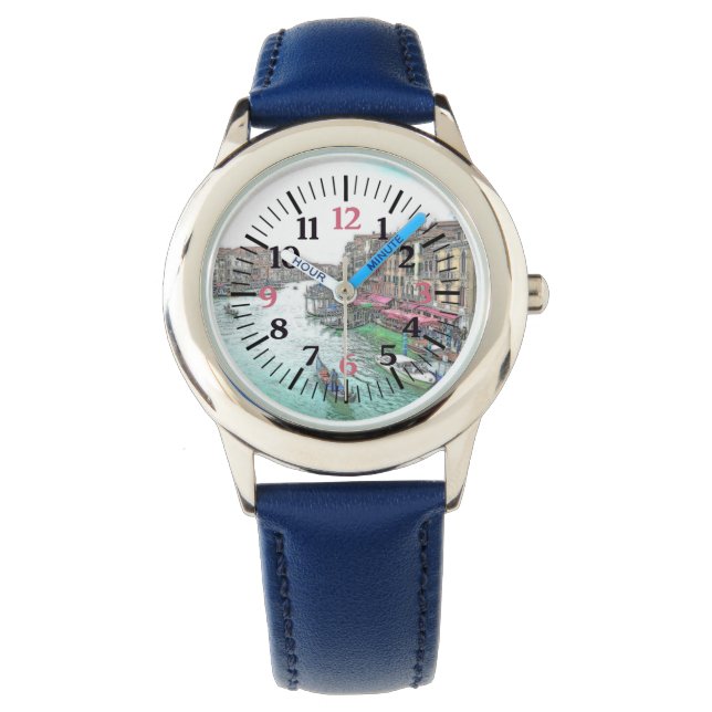 Snygg Venedig-Italien med Rosa Numerals Watch Armbandsur (Framsida)