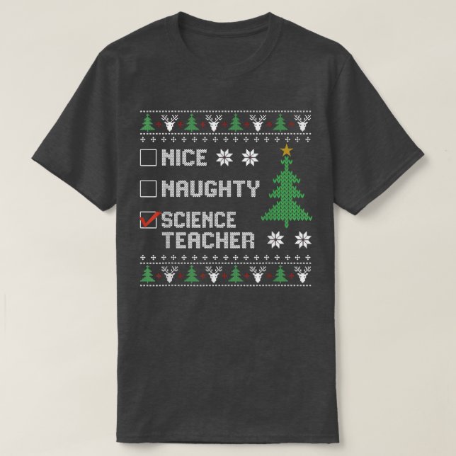 Snygg vetenskapslärare Ugly Jul Sweate T Shirt (Design framsida)