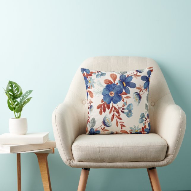 Snygg Vibrant Blommigt Dekorativ kudde (Stol)