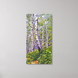 Snygg Vibrant Lila Grönt Aspen Träd Canvastryck