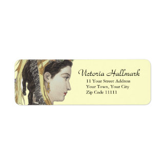 Snygg Victorian Dam i Profil Returadress Etikett