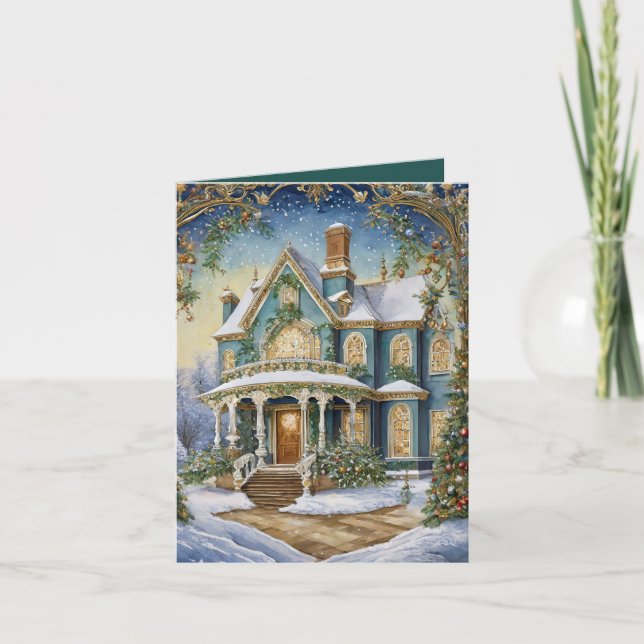 Snygg Viktoriansk jul Helgkort (Framsida)