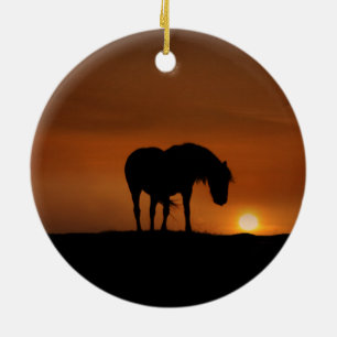 Snygg Vild Horse i Sunrise Julgransprydnad Keramik
