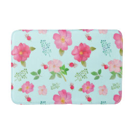 Snygg Vild Rosor och Ro Hips Watercolor Mönster Badrumsmatta