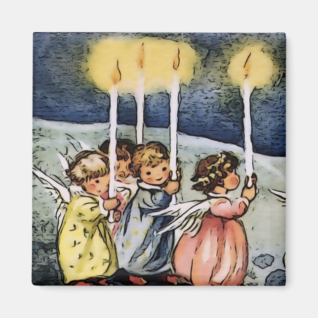 Snygg vintage Änglar Magnet (Framsidan)