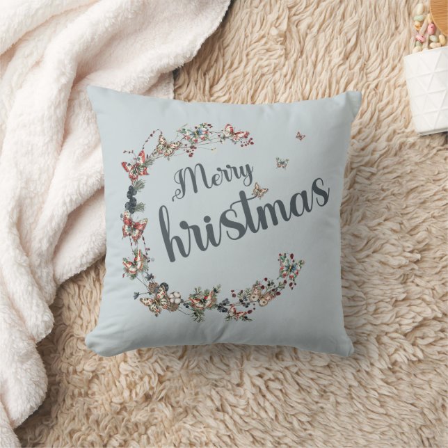 Snygg Vintage Butterfly God jul Kudde (Filt)