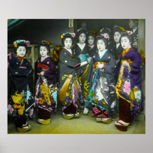 Snygg Vintage Geisha Japan Magic Lantern Slide Poster