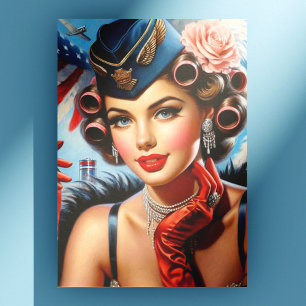 Snygg Vintage Girl Porträtt Vykort
