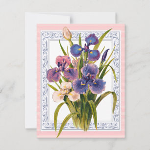 Snygg Vintage Iris Bouquet Birthday Inbjudningar