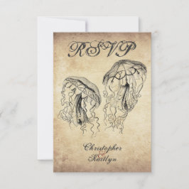Snygg Vintage Jellyfish Beach Wedding OSA Kort