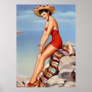 Snygg Vintage Pin Up Girl Poster