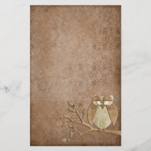 Snygg Vintage Retro Uggla Stationery Brevpapper