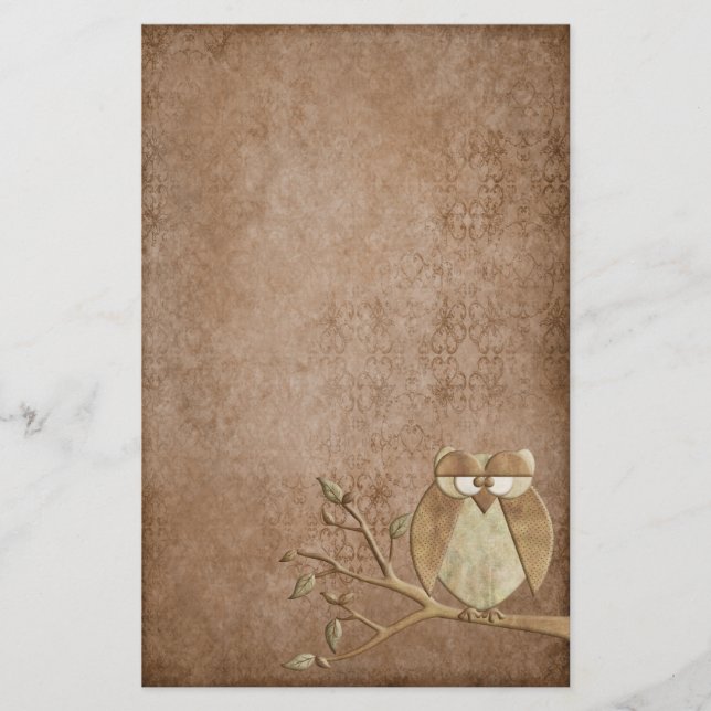 Snygg Vintage Retro Uggla Stationery Brevpapper (Framsida)
