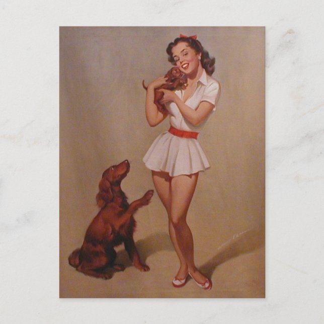 Snygg Vintage, stift upp flicka Vykort (Framsida)