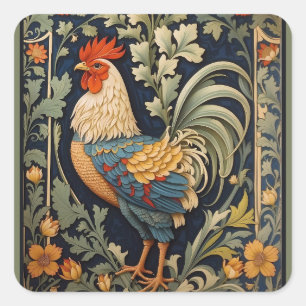Snygg Vintage Tupp William Morris Inspired Fyrkantigt Klistermärke