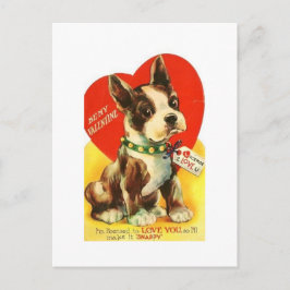 Snygg Vintage Valentine Boston Terrier Puppy Helg Vykort