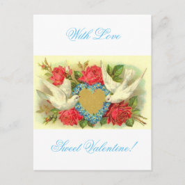 Snygg Vintage Valentine Doves & Ro Helg Vykort