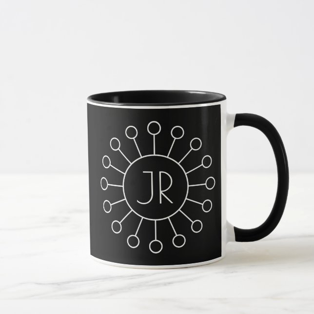 Snygg vintagelogotyp Monogram | Svart & Vit Mugg (Höger)