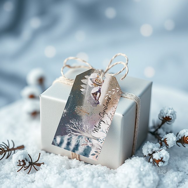 Snygg vinterhemmaillustration jul-Helgdag Presentetikett (Skapare uppladdad)