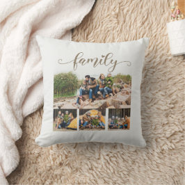 Snygg vit anpassad 4 familjefoto collage kudde
