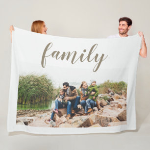 Snygg vit anpassad familjefoto fleecefilt