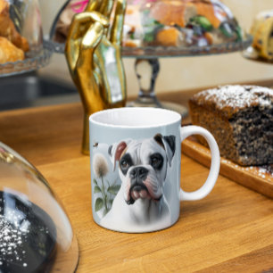 Snygg vit Boxer-Hund med naturvärde Kaffemugg