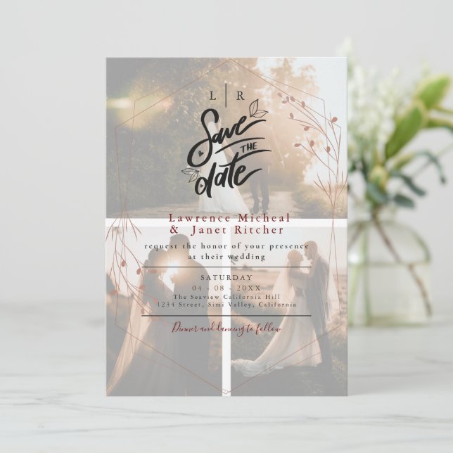 Snygg vit extremt minimalistisk 3 bilder inbjudan (Stående Fram)