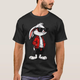 Snygg vit kanin i röd jacka t shirt