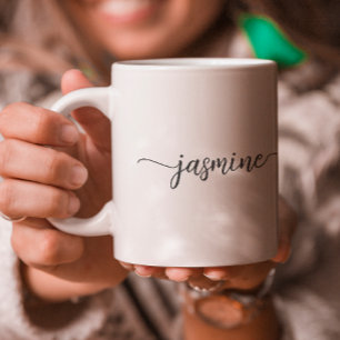 Snygg vit monogramnamnteckning kaffemugg