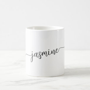 Snygg vit monogramnamnteckning kaffemugg