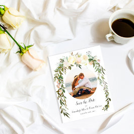 Snygg Vit ros Blommigt Spara Datumet